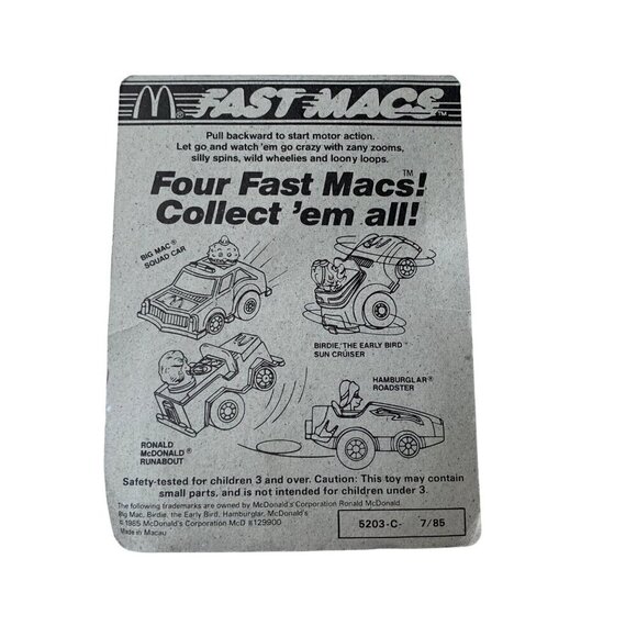 McDonalds Fast Macs Birdie the Early Bird Sun Cruiser Vintage New - Picture 2 of 4